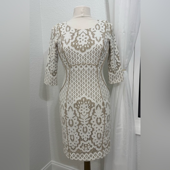 ANTONIO MELANI Dresses & Skirts - NEW Antonio Melani Bettye Ivory Beachwood Lace 3/4 Sleeve Sheath Dress Size 2